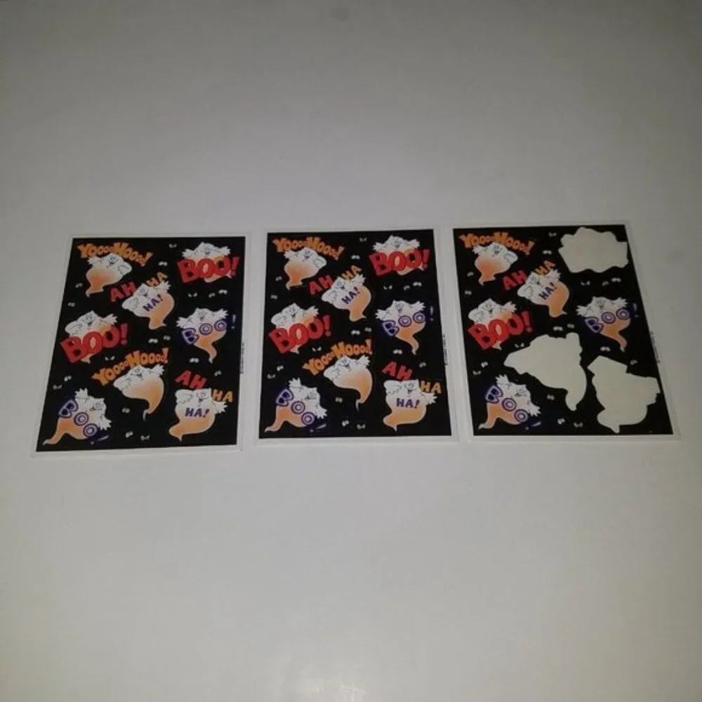 VTG Mixed Lot Halloween Stickers Temporary Tattoos Ghost Witch Black Cat Bat